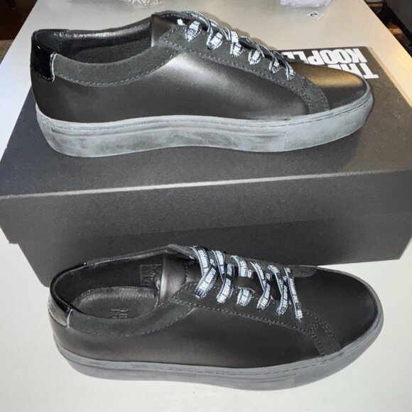 NEW | THE KOOPLES Leather Sneakers Black Unisex FR 38 (Women 7) - Picture 3 of 7